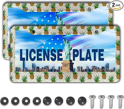 Car License Plate Frame Black Yellow License Plate Frames Yellow Pineapple by Unknown
