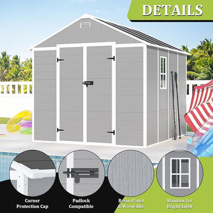 8x8 FT Outdoor Storage Resin Shed - Image 4