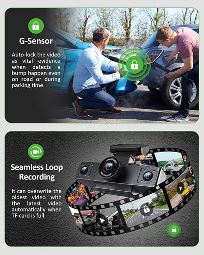 3 Channel 1080P Dash Cam Front and Inside Left/Right, Free 32G Card, Dash - Image 3