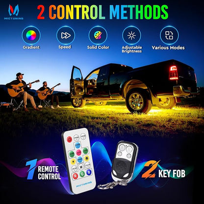 MICTUNING U8 RGB Underglow LED Light Bar, Dual Remote Control, Car SUV Exterior - Image 3