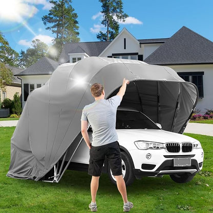 Stainless Steel Carport, Foldable Retractable Garage, Heavy Duty Mobile Carport by WTTTTW