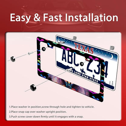Bat License Plate Frame Funny Gothic License Plate Frames Stainless Steel - Image 3