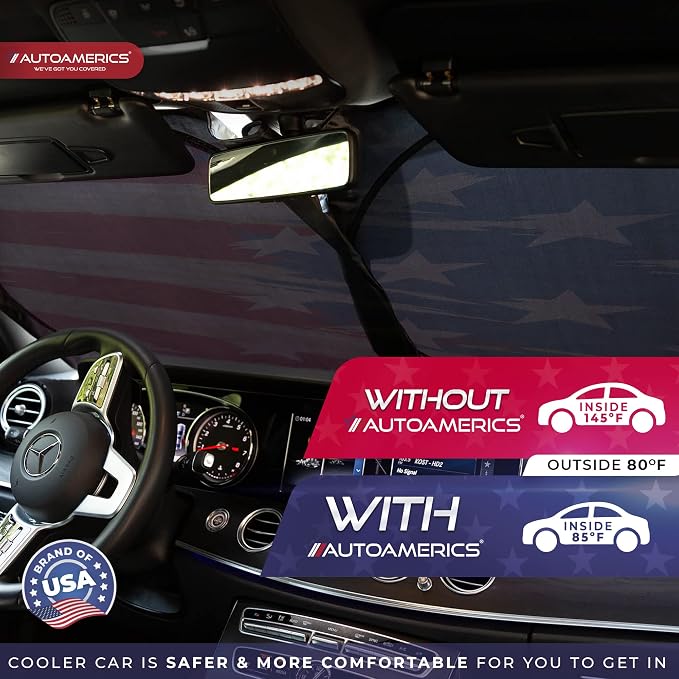 Autoamerics 1-Piece Windshield Sun Shade USA Art Flag - Image 7