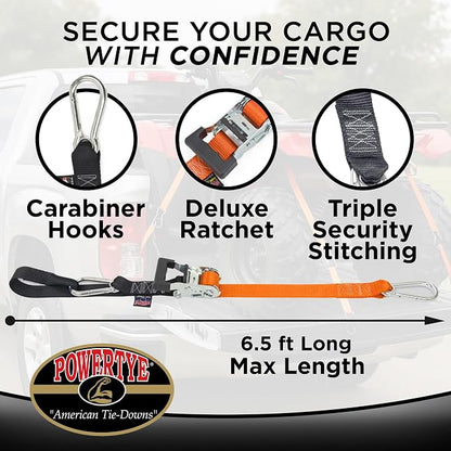 PowerTye 1.5in x 6.5ft Heavy Duty Ratchet Tie-Down Straps - Image 3