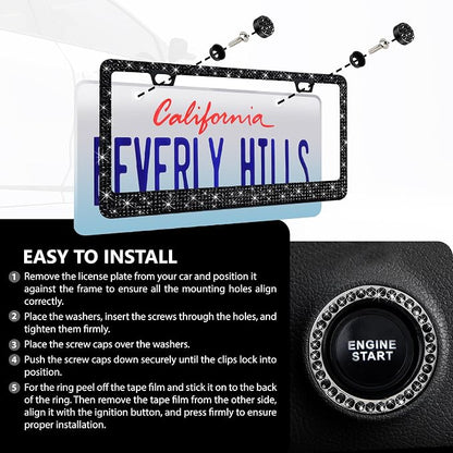 2 Pack Black Bling License Plate Frames - Image 5