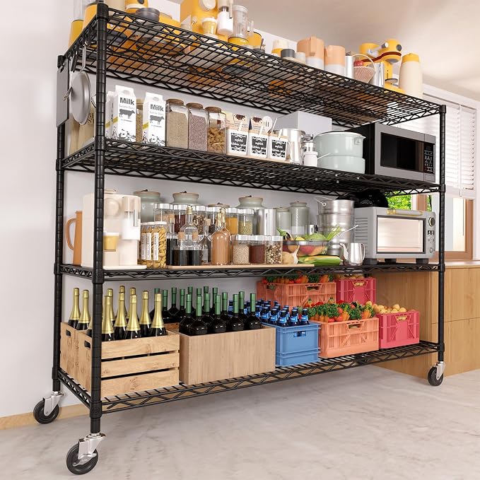 PrimeZone 4 Packs 55.5" W x 24" D x 80" H Heavy Duty Wire Storage Shelves - Image 8