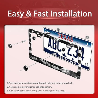 American Flag Eagle Mountains License Plate Frame Funny License Plate Holder - Image 3