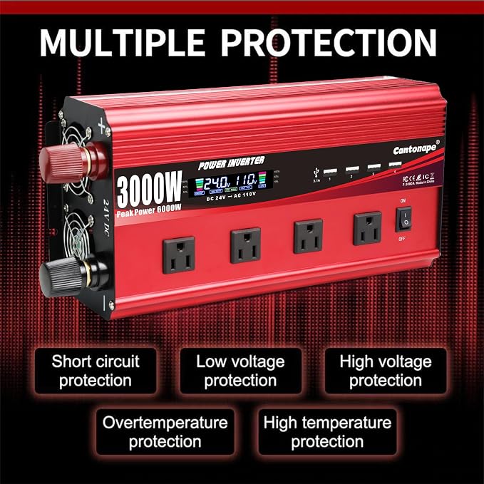 3000W Power Inverter 24V to 110V/120V DC to AC - Image 6