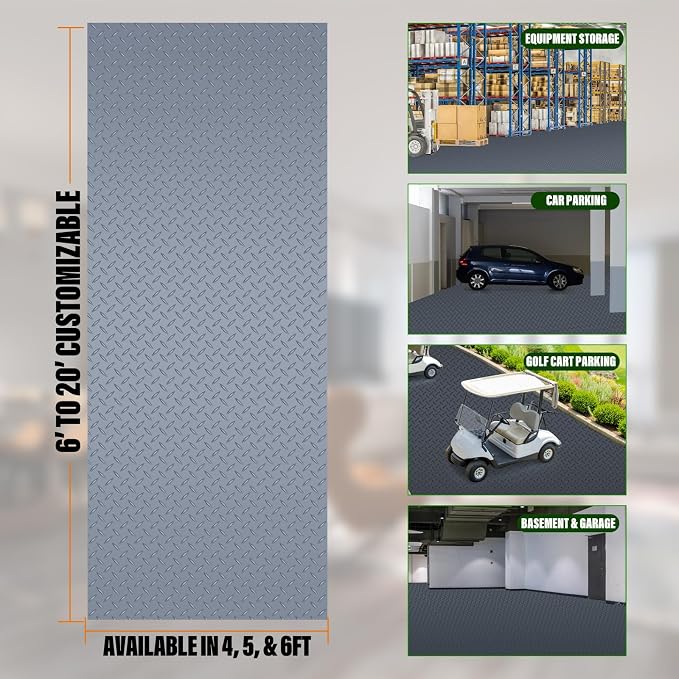 SEAL 5 x 20 Ft Premium Garage Floor Mat, Solid 2.8mm Thick Gray Commercial - Image 2