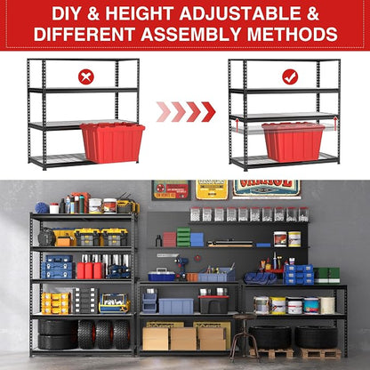 WORKPRO 5-Tier Metal Shelving Unit, 48”W x 24”D x 72”H, Heavy Duty Adjustable - Image 6