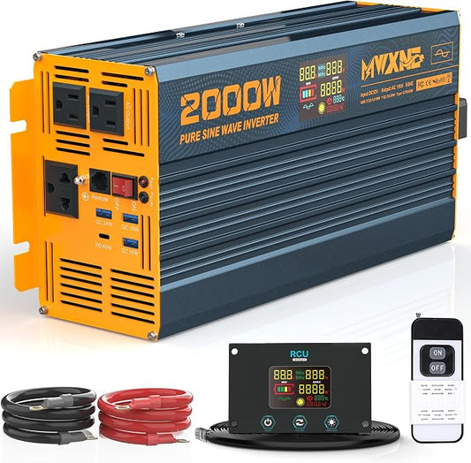 2000W Pure Sine Wave Power Inverter DC 12V to 110V 120V AC by MWXNE