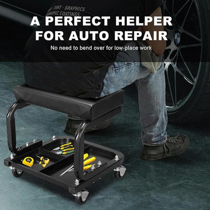 Torin ATR6300B Rolling Creeper Garage/Shop Seat: Padded Mechanic Stool - Image 7