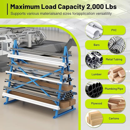 Horizontal Lumber Storage Rack, Heavy Duty 2000 LBS, 60” W x 66” H x 40” D - Image 7