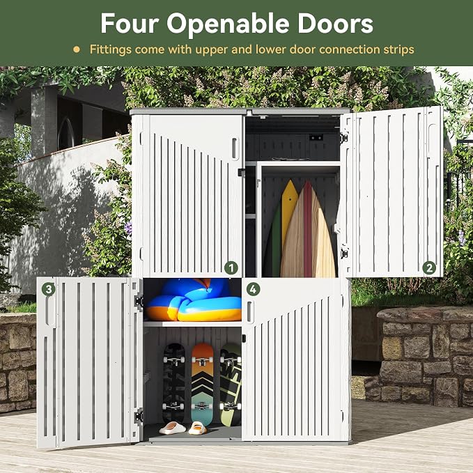 Aoxun White Resin Outdoor Storage Shed - Image 6