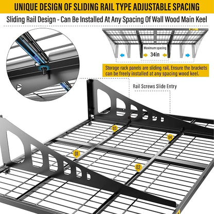 2x3ft Adjustable Rail Wall Garage Storage Shelf, - Image 5