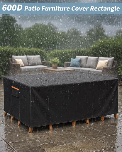 Outdoor Waterproof Furniture Cover, 64W x 52L x 28H inches Heavy Duty 600D - Image 2