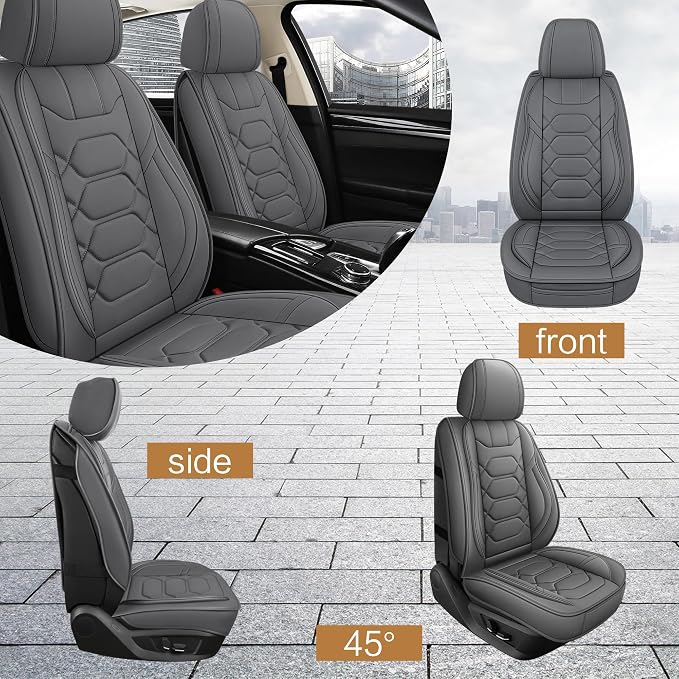 Pariitadin Leather Car Seat Covers Full Set, Waterproof Breathable Faux Leather - Image 4