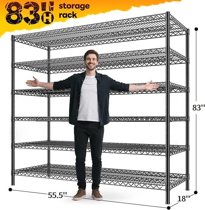 REIBII 83" H Storage Shelves 3840LBS Metal Shelving Unit 6 Tier Wire Shelving - Image 3