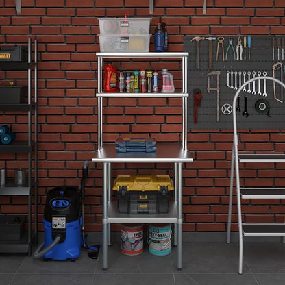Amgood Stainless Steel Work Table Double Tier Overshelf | Metal Kitchen Prep - Image 7