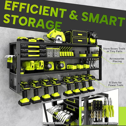 Large Power Tool Organizer Wall Mount, 4 Layers 8 Drill Holder Heavy Duty Metal - Image 4