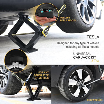 Car Jack Kit with Tesla Pad & Universal Rubber Pad | Scissor Jack - Image 2
