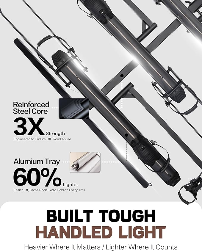 Young 250LBS. Capacity Foldable Aluminum 3-Ebike Rack - Image 7