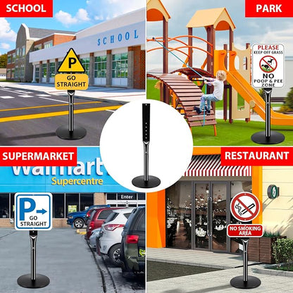 Heavy Duty Parking Sign Post Stand 49", 20lbs Cast Iron Base Sign Post - Image 9