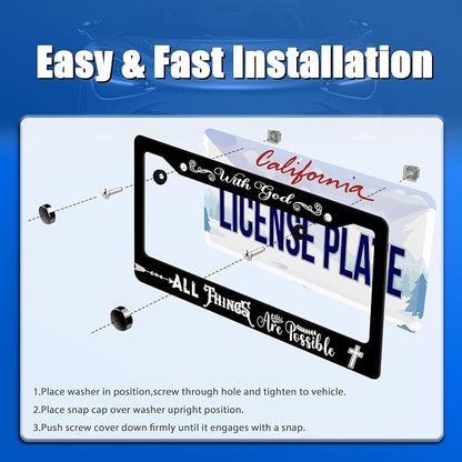 with God All Things are Possible License Plate Frame Christian License Plate - Image 3