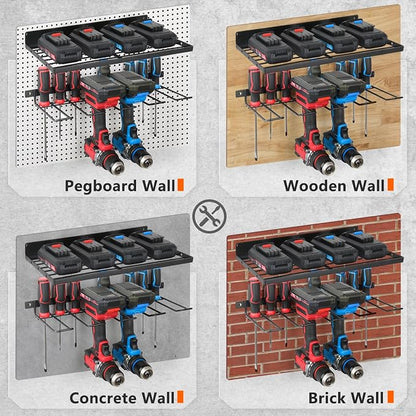 Power Tool Organizer Wall Mount, Cordless Drill Holder and Battery Shelf - Image 7