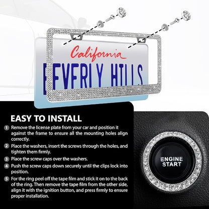 2 Pack Silver Bling License Plate Frames - Image 5