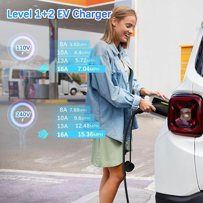Portable Level 1&2 EV Charger, 16Amp Adjustable Current, Wallbox - Image 2
