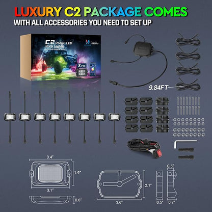 MICTUNING C2 MAX RGB+IC Chasing Color Rock Lights - Image 6