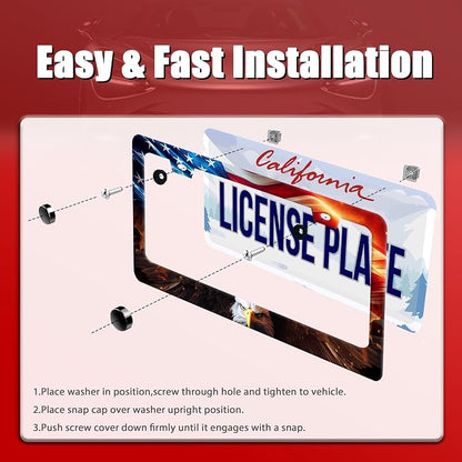 American Flag Bald Eagle License Plate Frame Patriotic License Plate Frames - Image 3