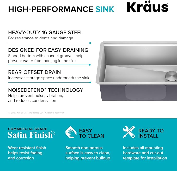 KRAUS Kore Workstation 30-inch Undermount 16 Gauge Stainless Steel Kitchen Sink - Image 6