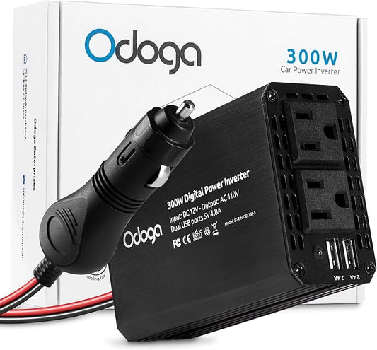 300W Car Power Inverter 12v DC to 110v AC – Car Adapter by Odoga