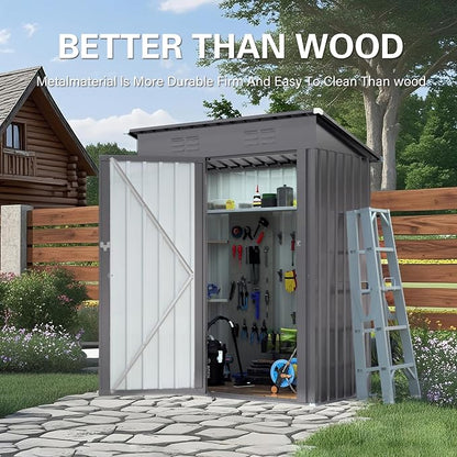 ARMSET 5x3 FT Metal Outdoor Storage Shed - Image 6
