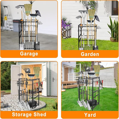 3 Tier Garden Tool Organizer, Yard Tool Tower Rack, Tool organizer up to 78 - Image 7
