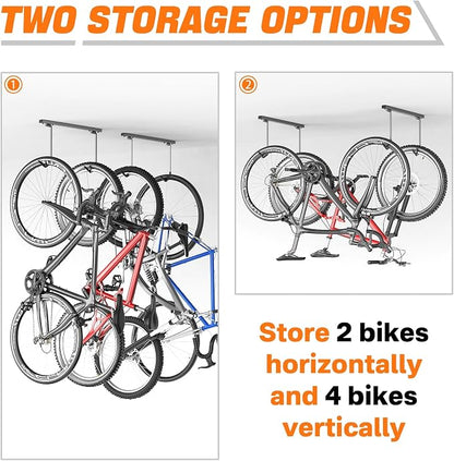 TORACK Overhead Bike Rack for Garage, Ceiling-Mounted Bicycle Storage Hooks for - Image 5