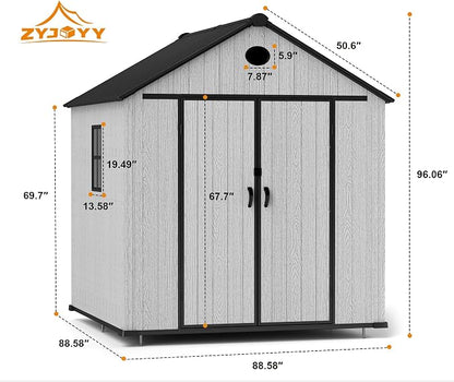 7.3 x 7.3 FT Shed Resin Outdoor Storage - Image 2