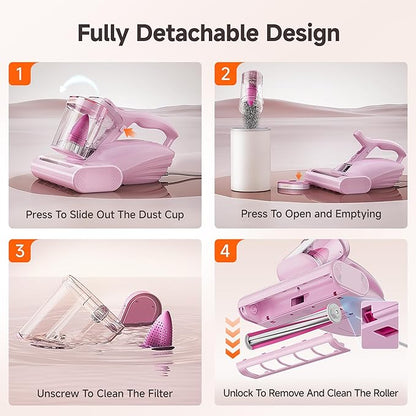uwant Bed Cleaner with 16Kpa Suction Metal Roller 253.7nm Uv-c Light Mattress - Image 5