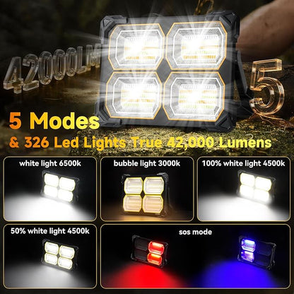 500W Led Work Light Rechargeable, 42000MAh Solar Portable Light, 42000LM - Image 2