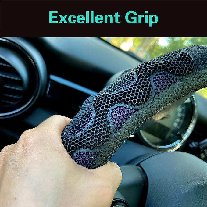 PINCTROT D Shaped 14 Inch Small Sized Steering Wheel Cover Great Grip - Image 4