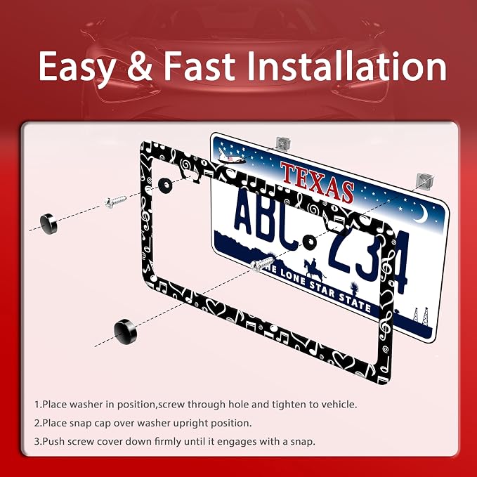 Music Note License Plate Frame Funny Musical License Plate Frames Stainless - Image 3
