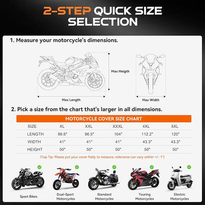 Motorcycle Cover Waterproof Outdoor, 300D Heavy Duty, UV & Rain Resistant - Image 6