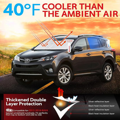 KAYZT Windshield Sun Shade for Toyota RAV4 2013-2018 RAV-4 Foldable Sunshade - Image 6