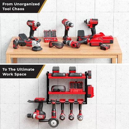 Power Tool Organizer-6 Drill Holder Wall Mount, 3 Tier Heavy-Duty Hand Tool - Image 7