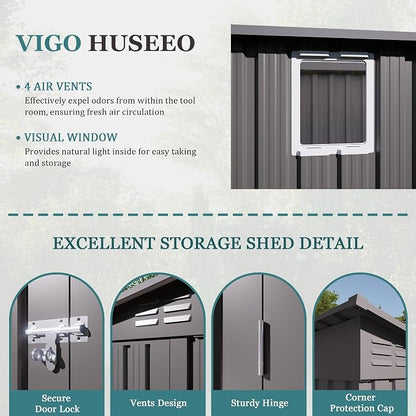 4 * 9.2 * 6 FT Outdoor Storage Shed, Galvanized Steel Garden Shed - Image 2