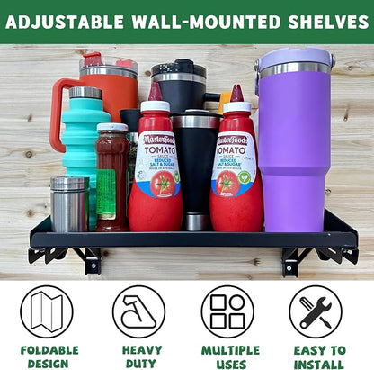 ULIBERMAGNET Garage Folding Storage Rack Shelves, 100LB Metal Wall Mounted - Image 5