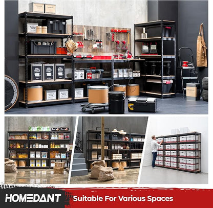 HOMEDANT 5-Tier Laminated Boltless Heavy Duty Metal Shelving Unit Adjustable - Image 9