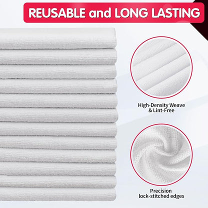 FIXSMITH White Microfiber Cleaning Cloth, Reusable Shop Towels, Microfiber - Image 3